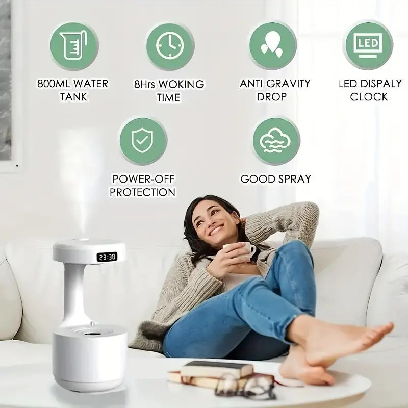 800ml Water Drop Backflow Humidifier - USB Powered-4